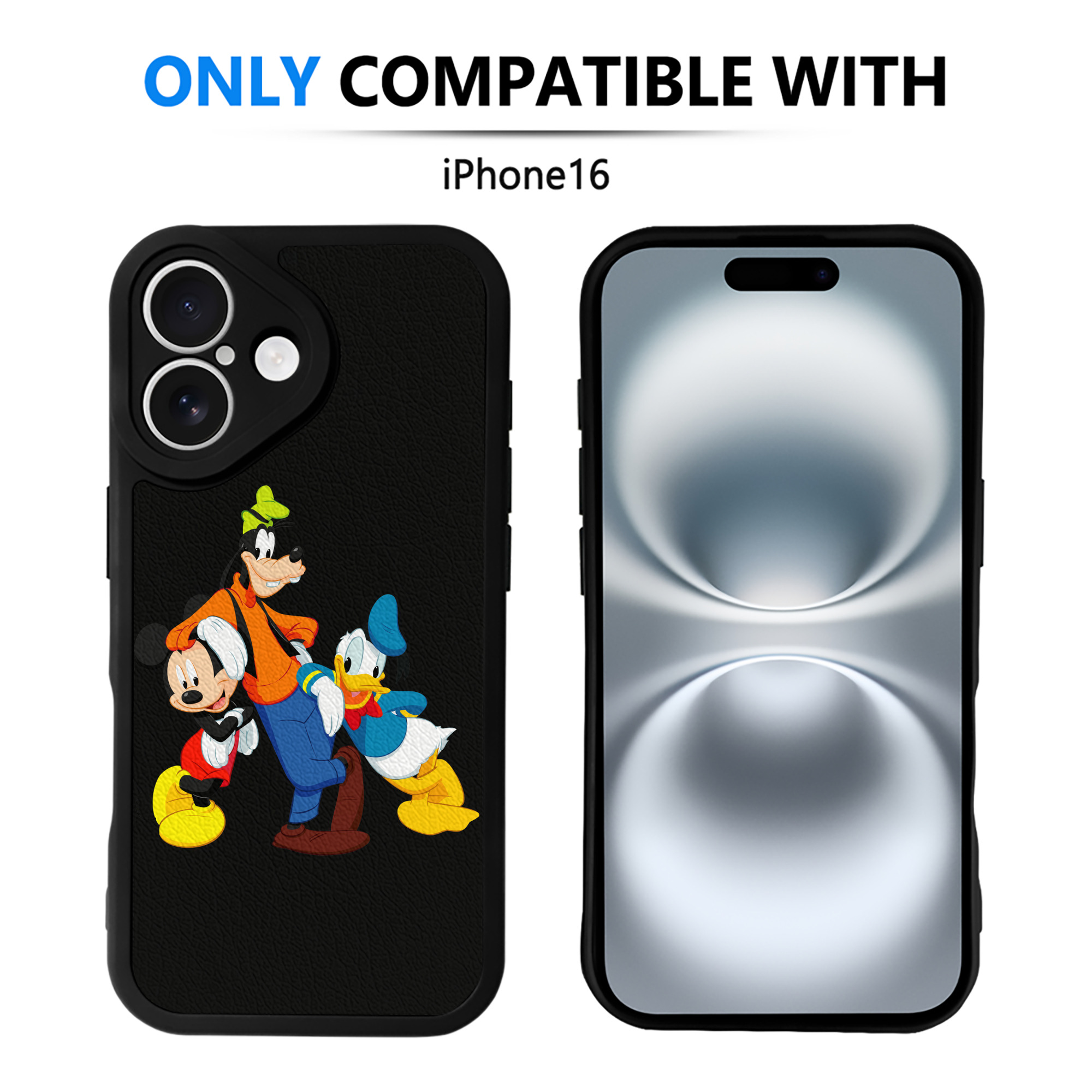 （画像用） ミッキーマウス Mickey Mouse 【iPhone 16シリーズ対応】シリコンスマホケース（レザー調） 材質：シリコン